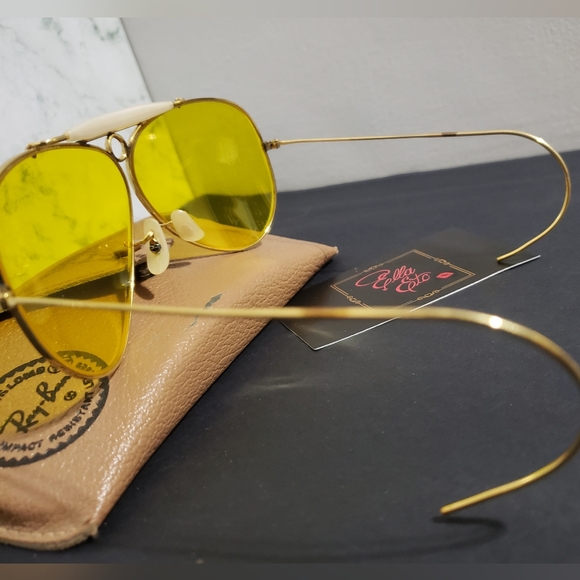 Vintage 1950s 10k Gold Ray Ban B&L Aviator Sunglasses Kalichrome Yellow - Picture 7 of 16